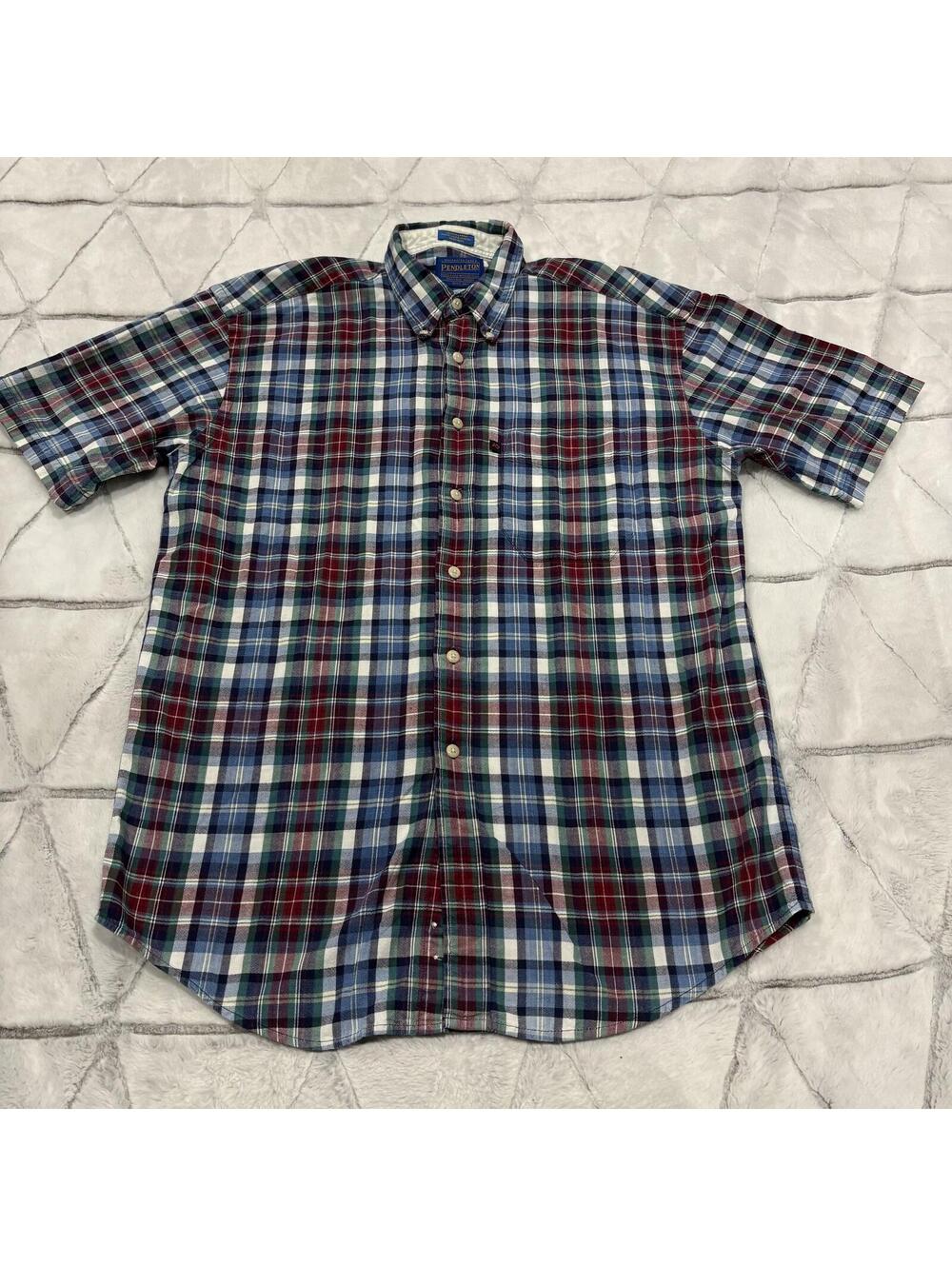 Pendleton Medium Vintage Men's Cotton Plaid Button-Down Shirt Casual Classic